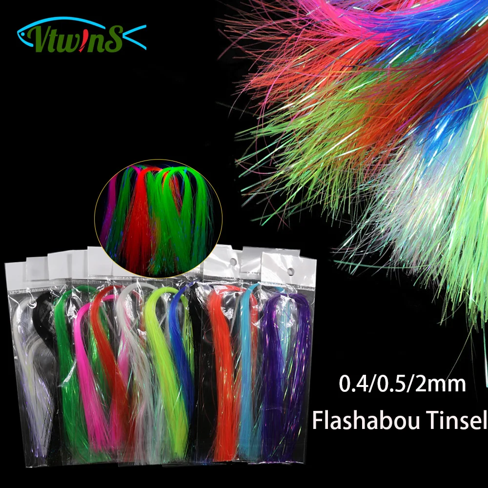 

Vtwins 0.4mm 0.5mm 2mm UV Pearl Ice Wing Flashabou Tinsel Streamer Tube Fly Tying Materials Pike Salmon Trout Fishing Lure