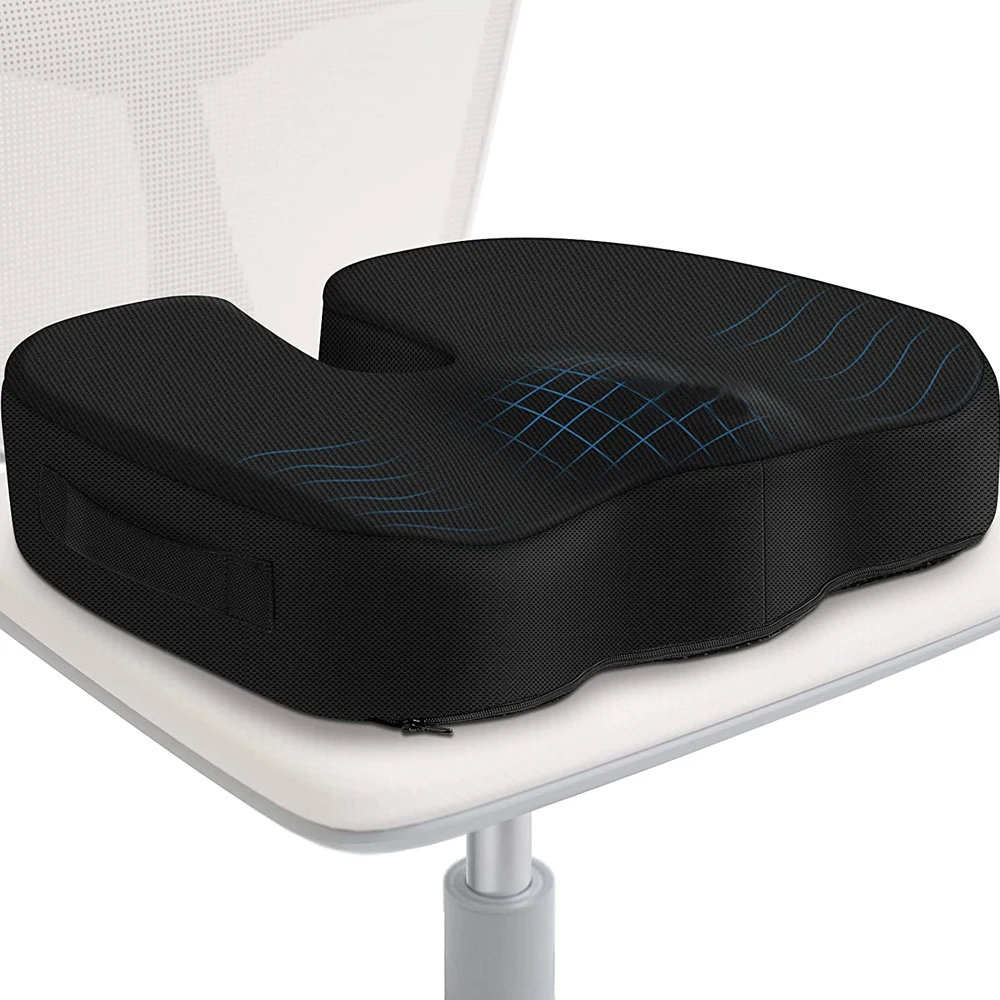 B3LMHCV HUISILK Seat Cushion for Office Chair - 100% Pure Memory Foam Car Seat  Cushion - Tailbone Pain Relief Cushion - Coccyx