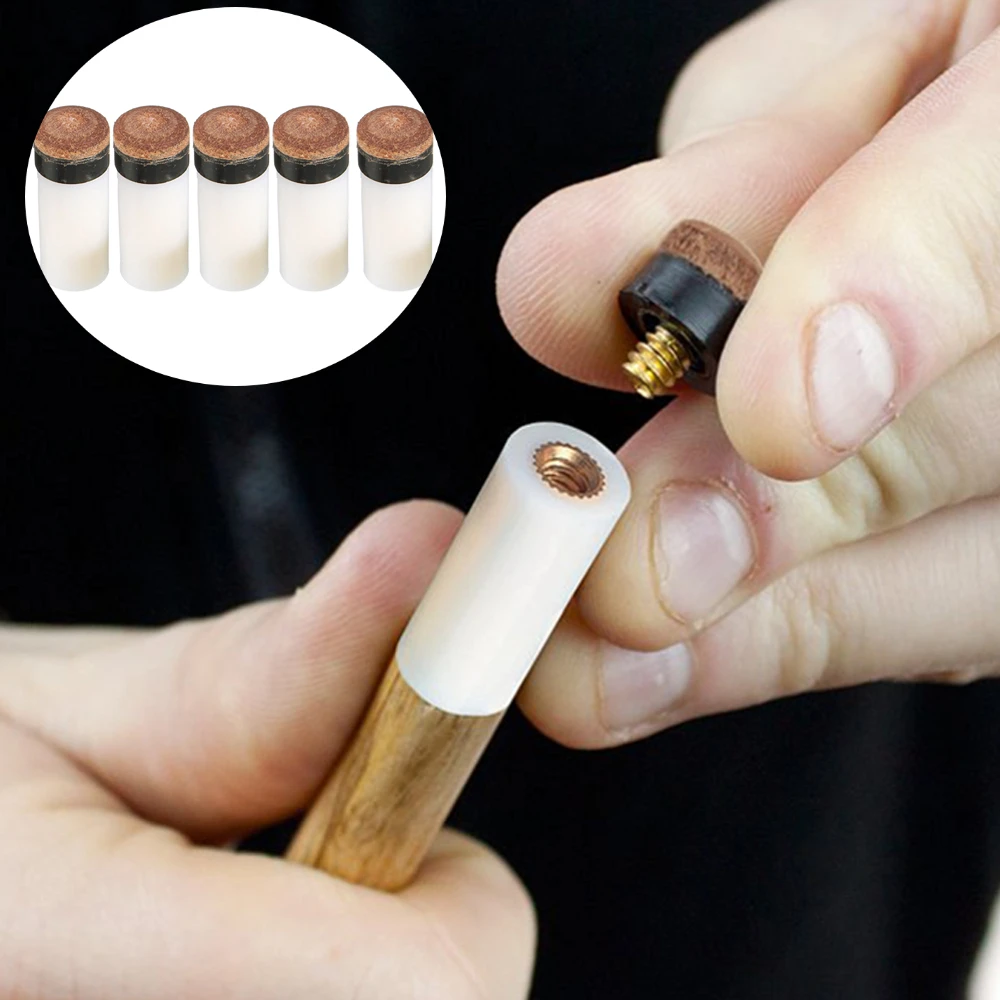 나사형 당구 폴 팁, 12mm 스누커 클럽 헤드, 내구성 있는 스누커 스틱 헤드, 5 페룰 부품, 수영장 스포츠 액세서리, 5 개