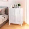 Bathroom Floor Storage Cabinet with Double Door + Adjustable Shelf, Wooden Organizer Cabinet for Living Room, Bathroom, Bed 5