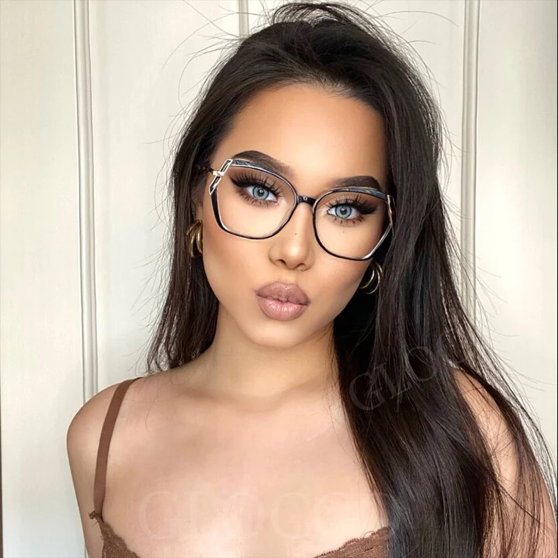 Anti Blue Light Metal Polygons Square Reading Glasses For Ladies Retro Luxury Oversized Eyeglasses Magnifying Presbyopic Eyewear 3
