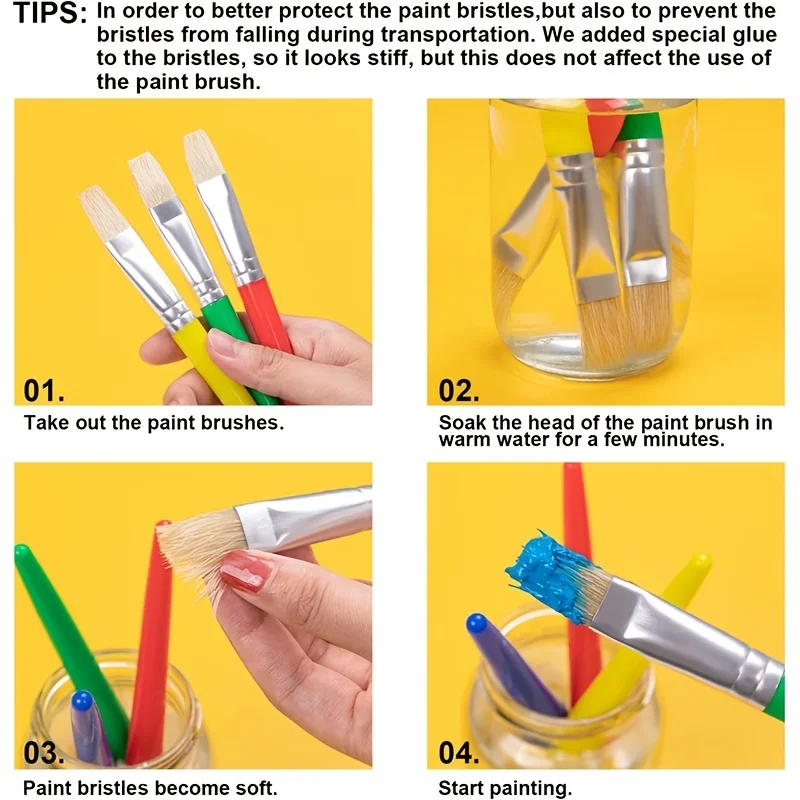 Paint Brushes for Kids, 8 Pcs Big Washable Chubby Toddler Paint Brushes, Easy to Clean & Grip Round and Flat Preschool Paint Bru 5