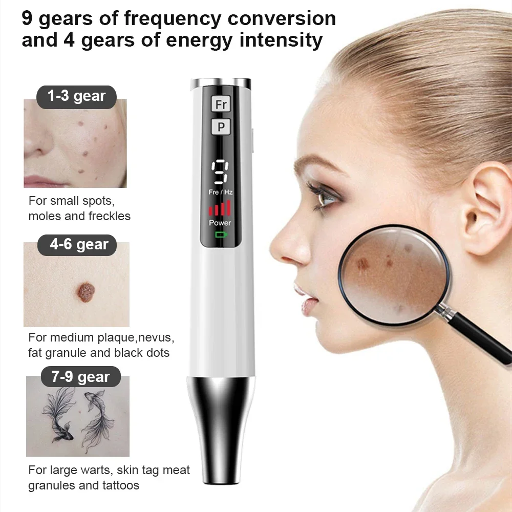 9 Level Laser Pen Tattoo Remove Mole Freckle Scar Removal Blue Light Therapy Dark Spot Pigment Removal Beauty Skin Instrument