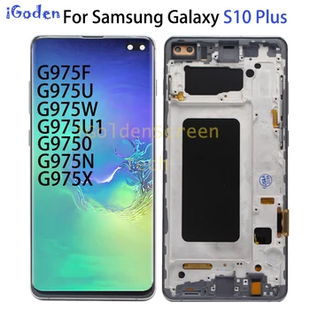 Incell LCD Per SAMSUNG Galaxy S10 Plus G975 G975F Display Touch Panel Screen Digitizer Per Samsung S10 G973 G973F LCD Con Cornice