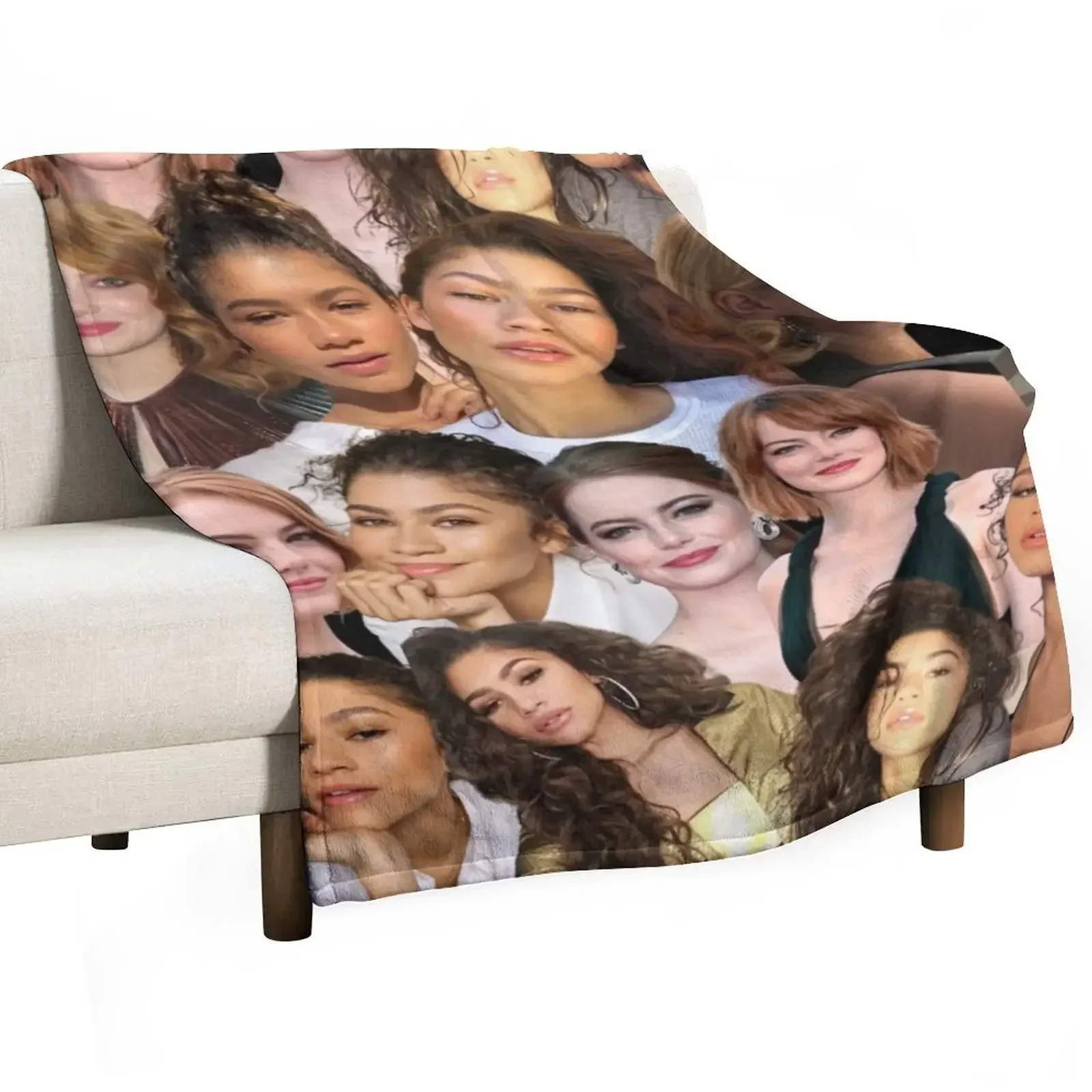 

Emma stone and zendaya collage Throw Blanket Weighted halloween Blankets