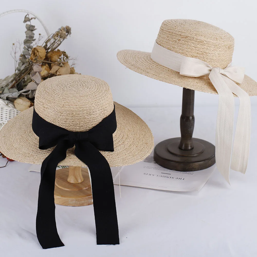 2023 elegant women's RAFFIA hats bow Straw hat with large brim