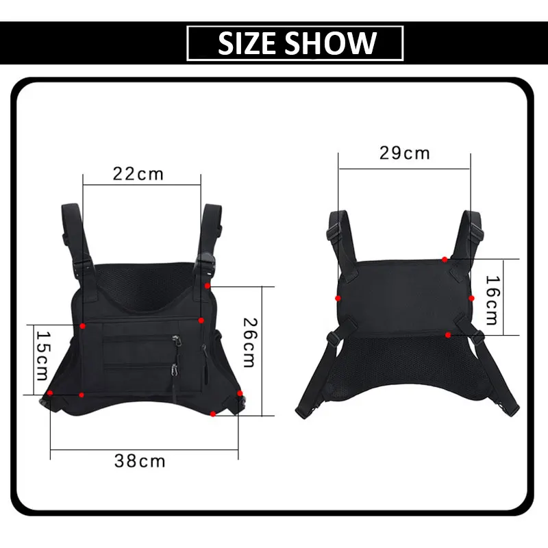 Multi-functional Sports Chest Bag Water Resistant Nylon Vest Lightweight for Men sports chest pack