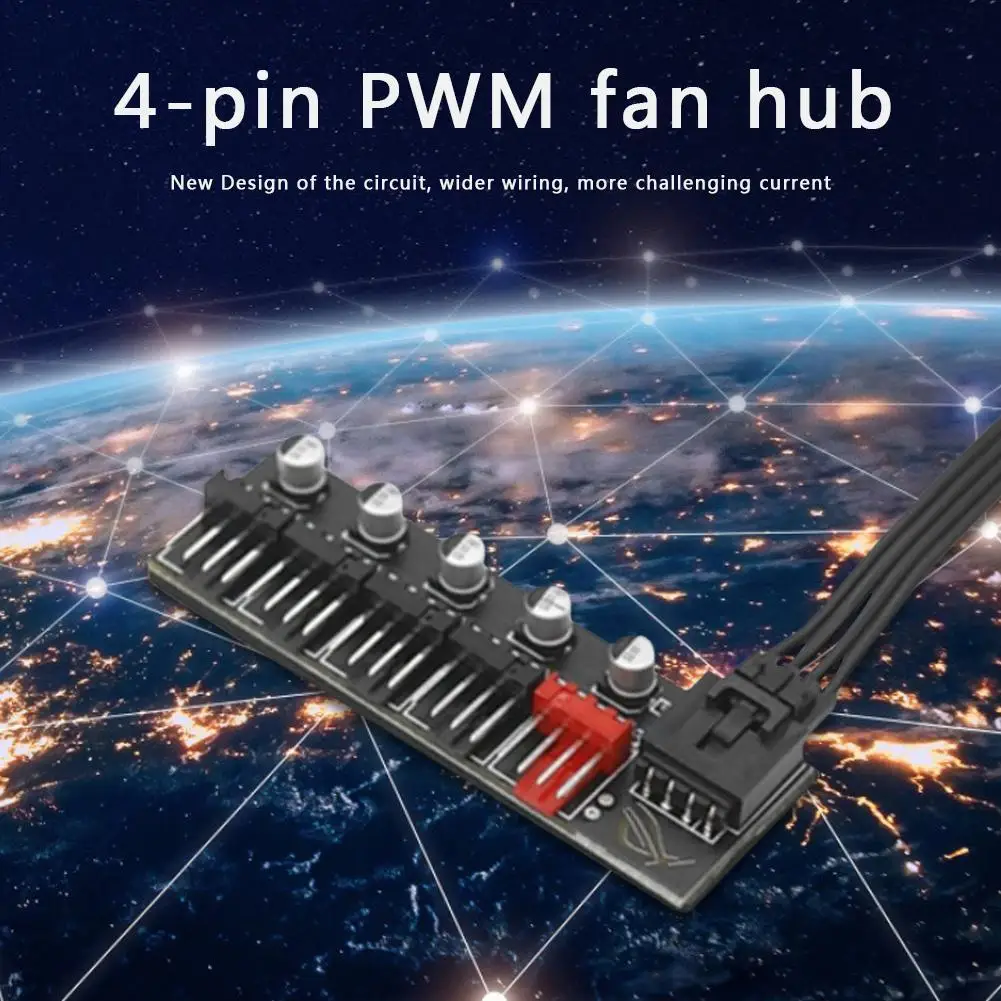 PC 선풍기 허브 스플리터 속도 컨트롤러 어댑터, 4 핀 PWM 냉각 선풍기, 5 포트