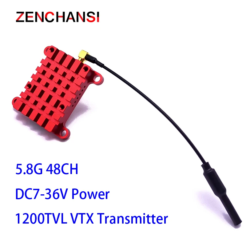 Long distance 5.8Ghz 1.2W 1.6W 2W FPV Wireless Transmitter 48CH With heat sink and fan Video AV Audio Sender for RC Plane 5