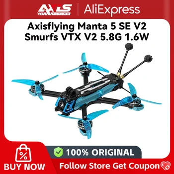 Axisflying Manta 5 SE V2 Smurfs VTX V2 5.8G 1.6W Squashed X H743 FC Drone Freestyle da 5 Pollici per Motore Analogico AE2207V2 1960KV 6S