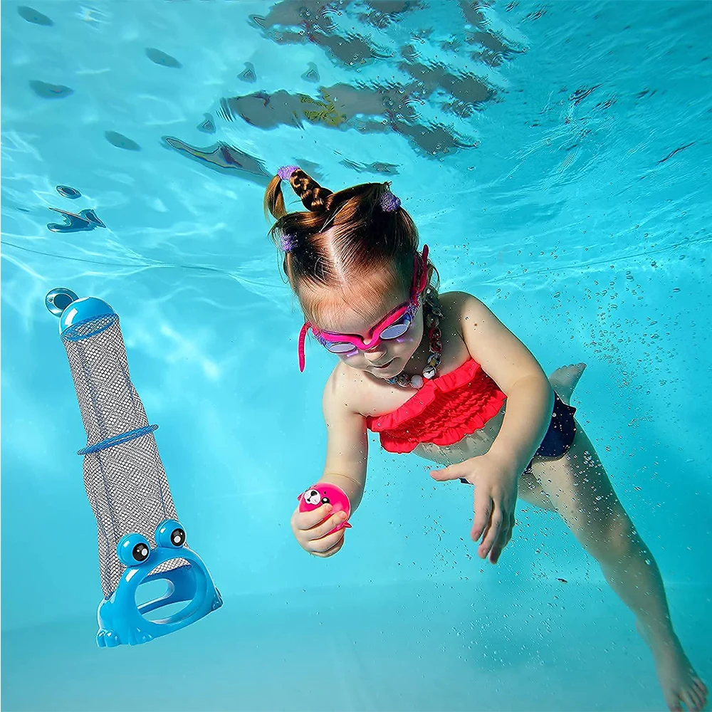 Summer Diving Training Toys Feed The Frog Game The Bottom Feeder Underwater Swimming Pool Dive Toys Bath Toys for Boys and Girls 4