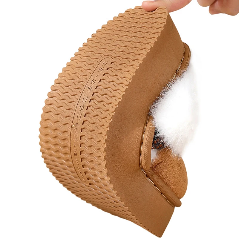 Korean Patchwork Fluffy Slippers for Women Soft Thick Bottom Fur Slippers Woman Winter Indoor Faux Suede Non Slip Home Slides
