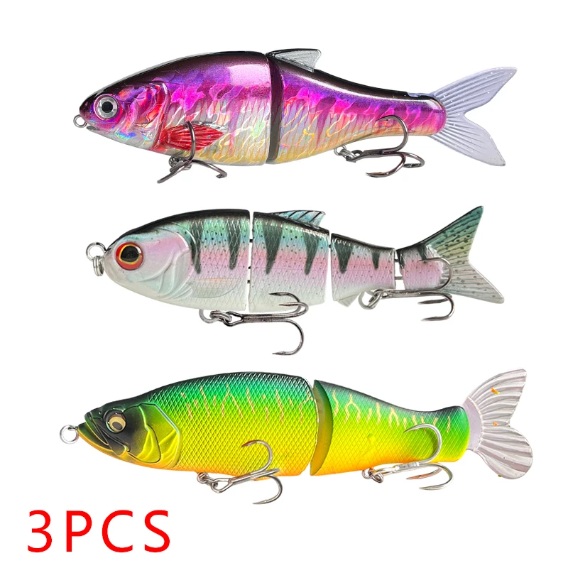3 Stück Angelköder Jointbait Swimbait Köder zum Angeln Hechtköder Angelgerät Predator Angelhaken Schwimmender Köder Sinkend