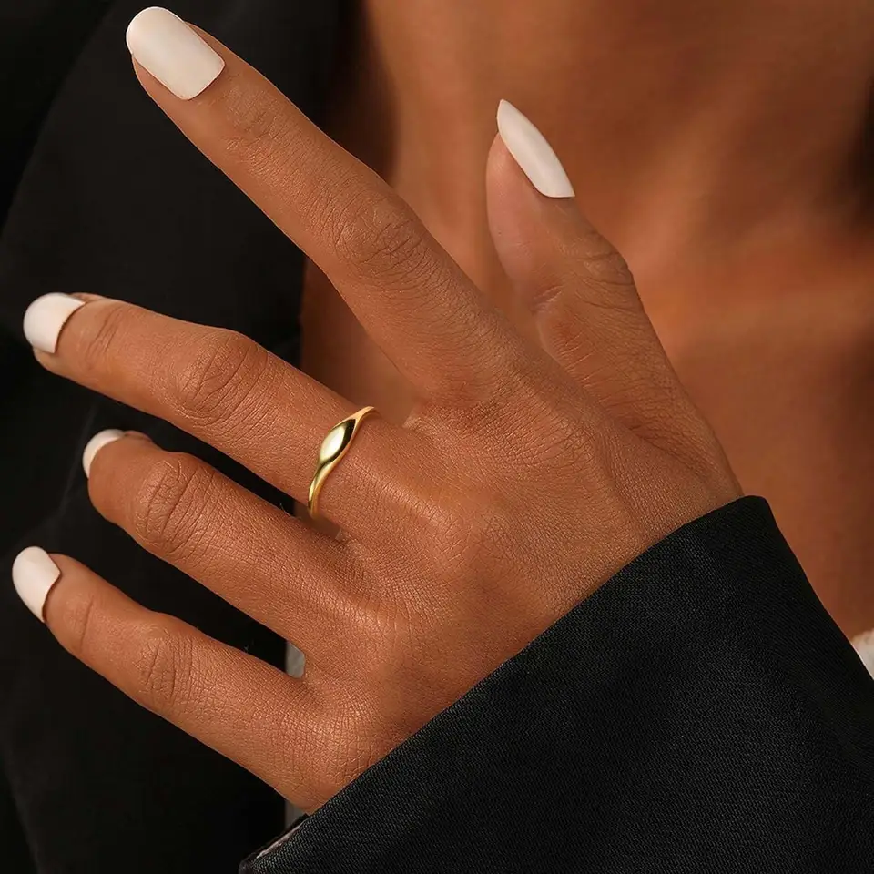 Fansilver 925 Sterling Silver 14K Gold Plated Rings for Women Non