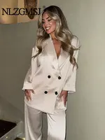 Ensemble manteau et pantalon pour femmes, Blazer décontracté, manches longues, Double boutonnage + pantalon à jambes larges, tenue de bureau, automne 2024 1