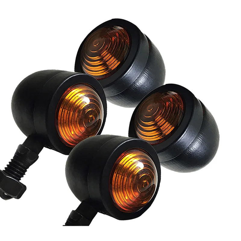 

4Pcs Black Motorcycle Turn Signal Indicator Lamp Light Moto Blinker Light For Honda Fatboy Chopper Bobber Suzuki