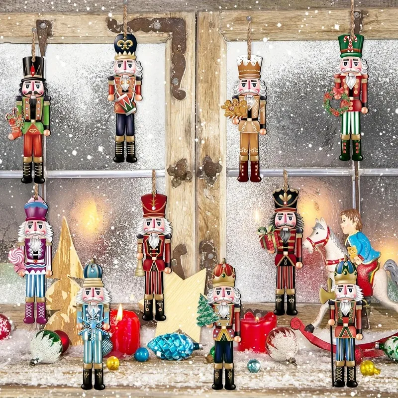 Wooden Nutcracker Soldier Figurine Set- Christmas Tabletop Decor for Holiday Parties, Mantel Display & Festive Home Collectibles