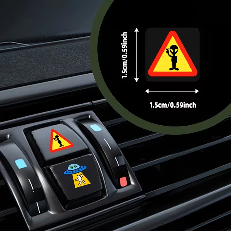 Un set di 30 adesivi divertenti per auto, adatti per il pannello di controllo del veicolo e per i pulsanti del cruscotto. - Image 4