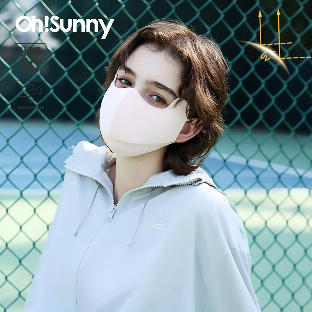 

OhSunny New Women Face Mask Summer Outdoor Anti-UV Sun Protection Quick Dry Soft Breathable Cooling Fabric Solid Shield