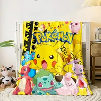 Pokemon Blanket Cute Cartoon HD Flannel Fluffy Throw Camping Blankets for Children Sofa Throw Thin Blanket Modern Fashion Gift 2