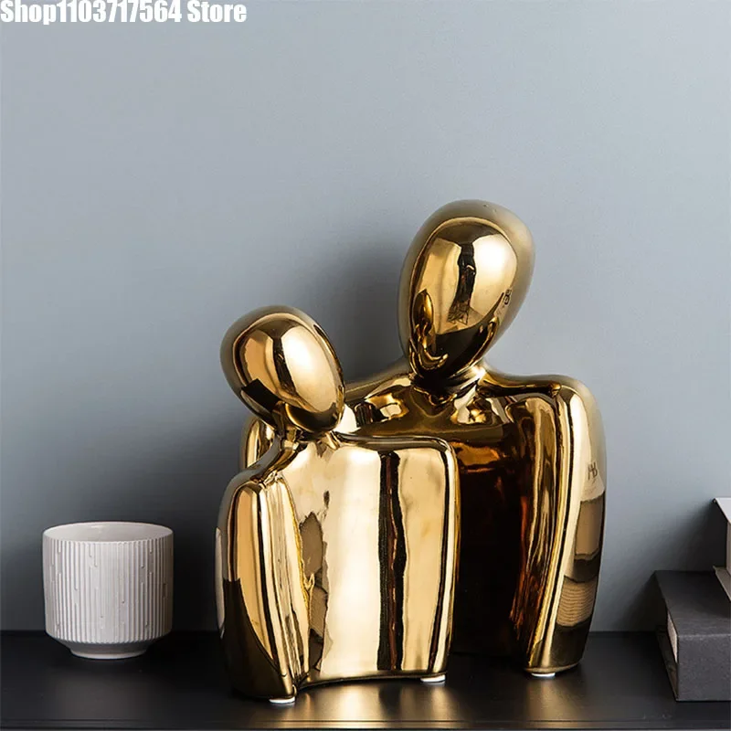 

Abstract art figure embrace ceramic home decoration Creative living room TV cabinet Hotel entrance desk decoration