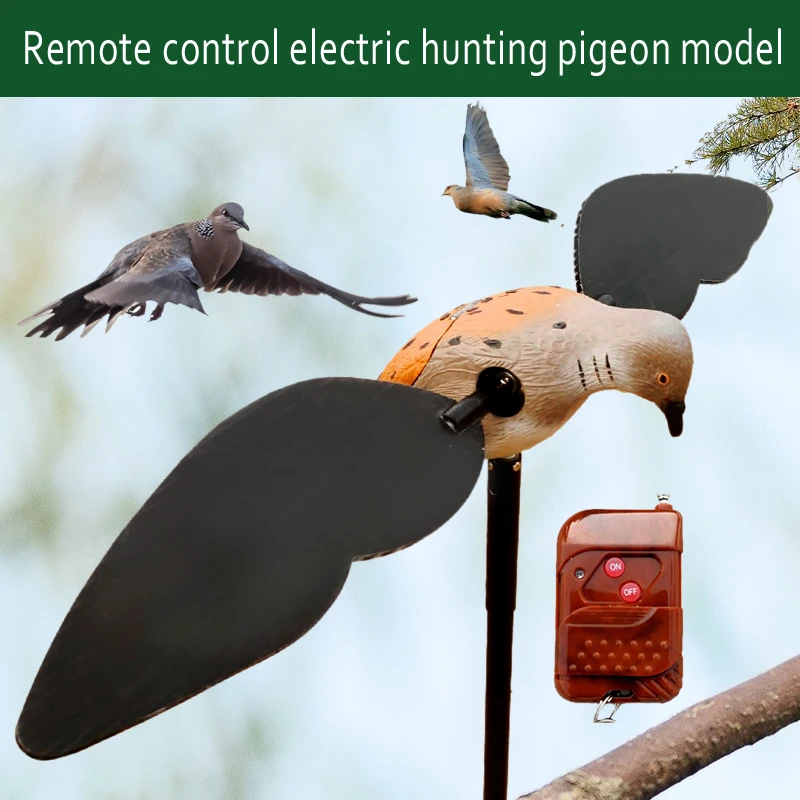 Pigeon leurre télécommandé avec ailes tournantes - Appât de chasse haute défense pour oiseaux