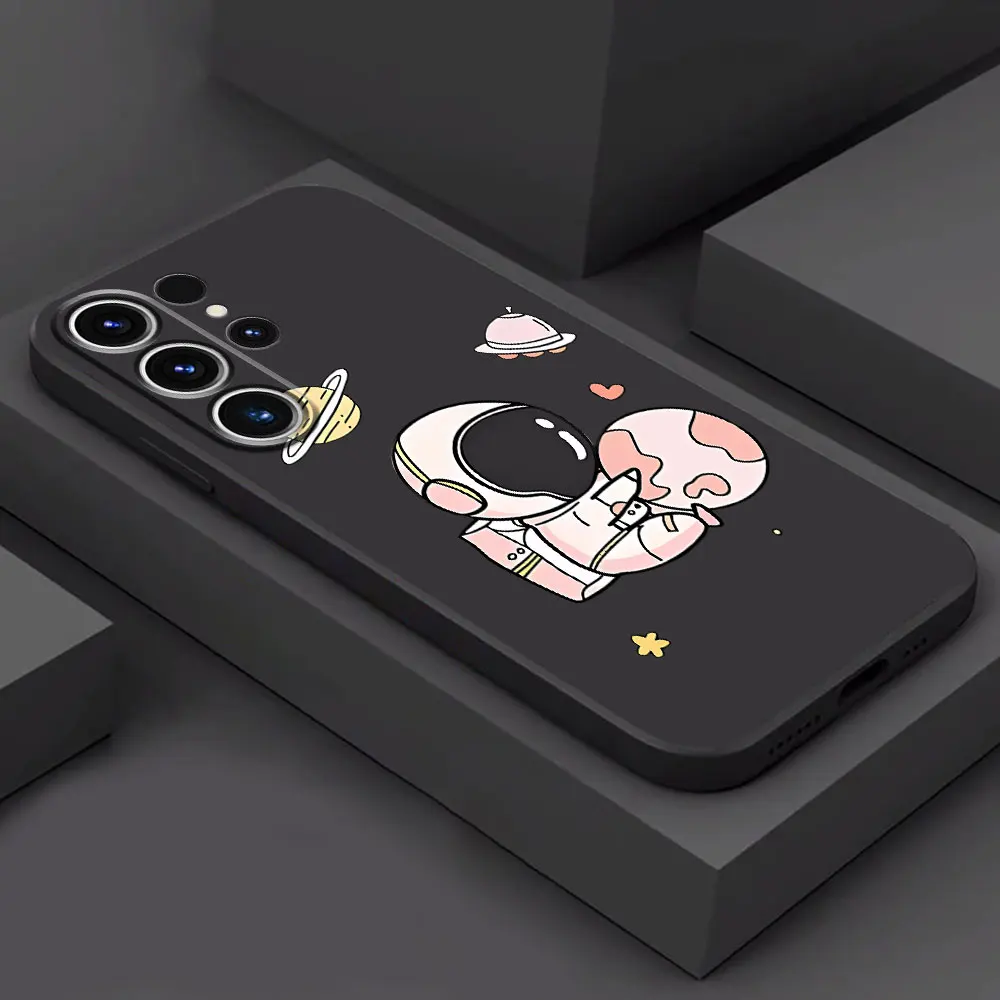 Matte Black Space Astronaut Cartoon Soft Cover Case