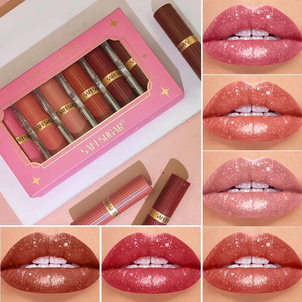 6-color pearl shiny lipstick smooth natural moisturizing waterproof easy to apply lip gloss Makeup Set Lip Makeup Set Lip Glosses Makeup Kit