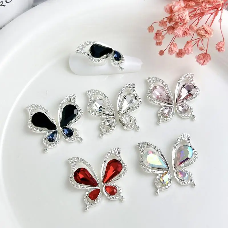 Description Picture 6 of item10Pcs Exquisite Colored Glass Nail Rhinestones Charms Hollowed-out Full Diamond Alloy Half Wings Nail Decorations DIY Manicure