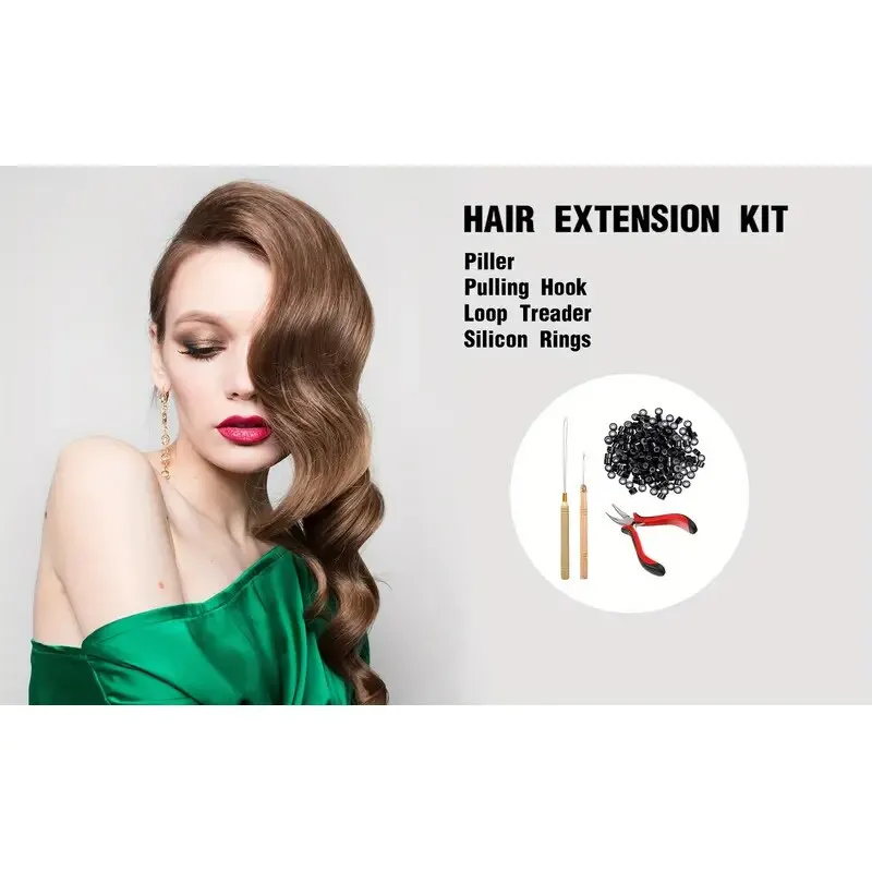 Hair Extension Tool 3-Piece Set Wig Hair Extension Bundle Silicone Buckle Bending Pliers Hook Needle Set Hair Extension Tool Set