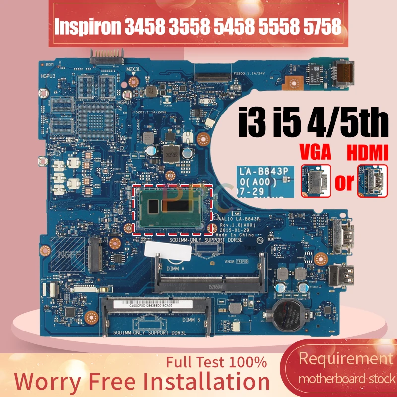 Placa-mãe para Dell Inspiron 3458 3558 5458 5558 5758 Laptop La843p i3 i5 5th 00kmm8 0730vm Vga ou Hdmi - Imagem 6