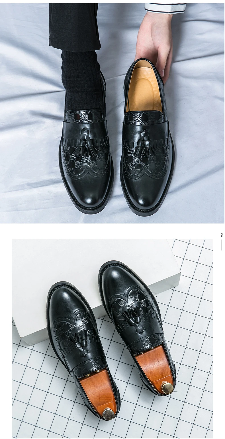 Luxus Männer Leder Schuhe Hohe Qualität männer Schuhe Mode Oxford Hochzeit Männer Kleid Quaste Faulenzer Gentleman Büro Party Schuhe – Detail 12