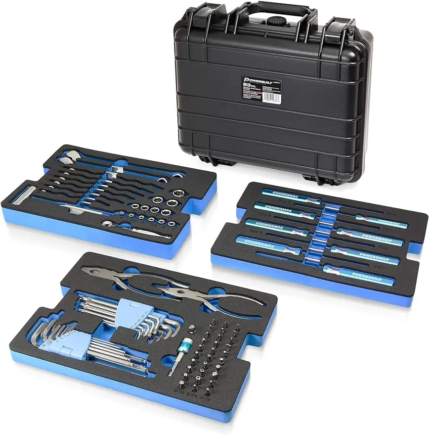 

Powerbuilt 83 Pc. 420J2 Stainless Steel Marine Boat Repair Tool Set, Drivers, Pliers, Wrenches, Mallet, Bit Driver/Bits, Sockets
