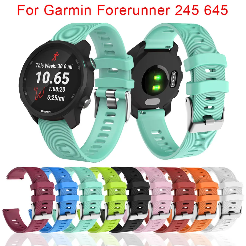 20mm Silicone Watch Watchband for Vivoactive HR Forerunner 245 645 Smart Wristband Bracelet Band Huawei 2