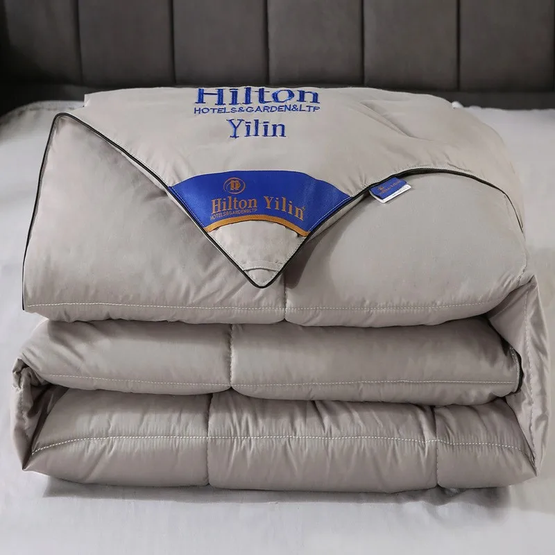 100% Advanced Goose Down Duvet Quilted Cotton Quilt Cover Comfortable And Warm Comforter Winter Thick Blanket Solid Color