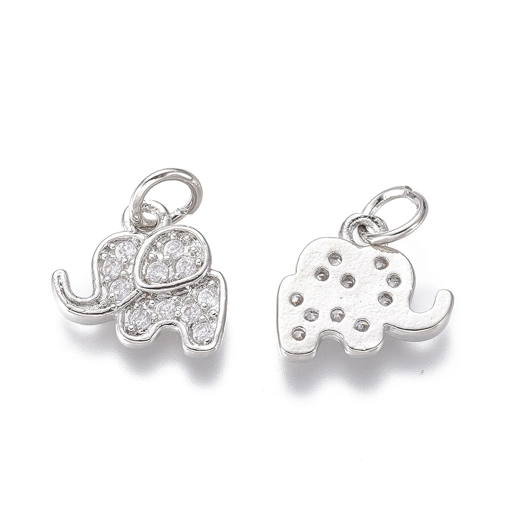 Pandahall 20pcs Mixed Color Elephant Brass Micro Pave CZ Cubic Zirconia Pendants Charms With Jump Rings For Jewelry Making Gift 3