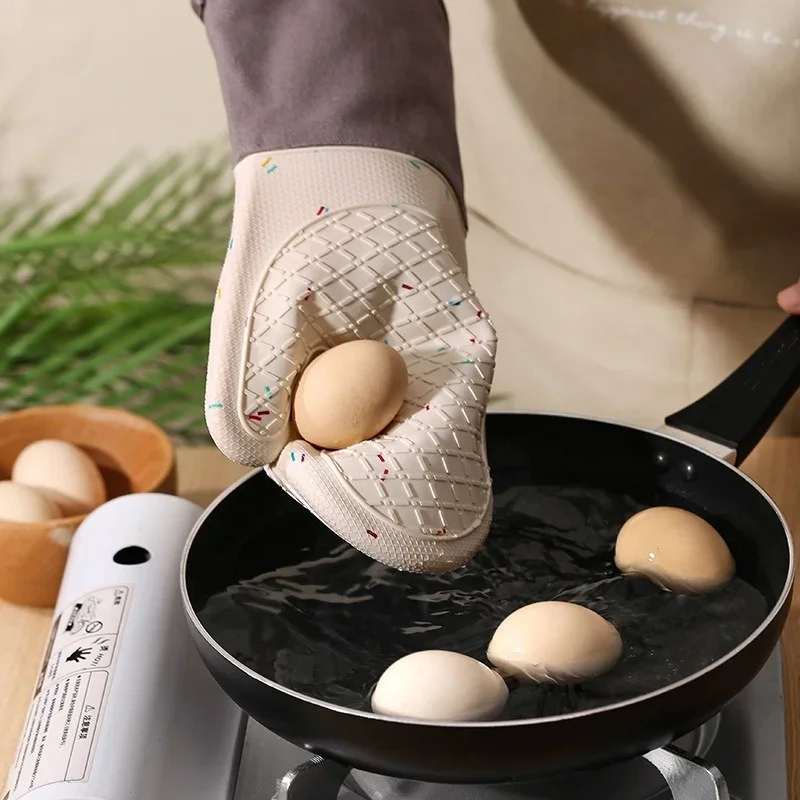 Flexible Heat-resistant Silicone Oven Glove with Stylish Design Soft Microwave Glove Baking Supply Safe Kitchen Accessories 1 Pc silicone oven mitts kitchen gloves silicone oven gloves
