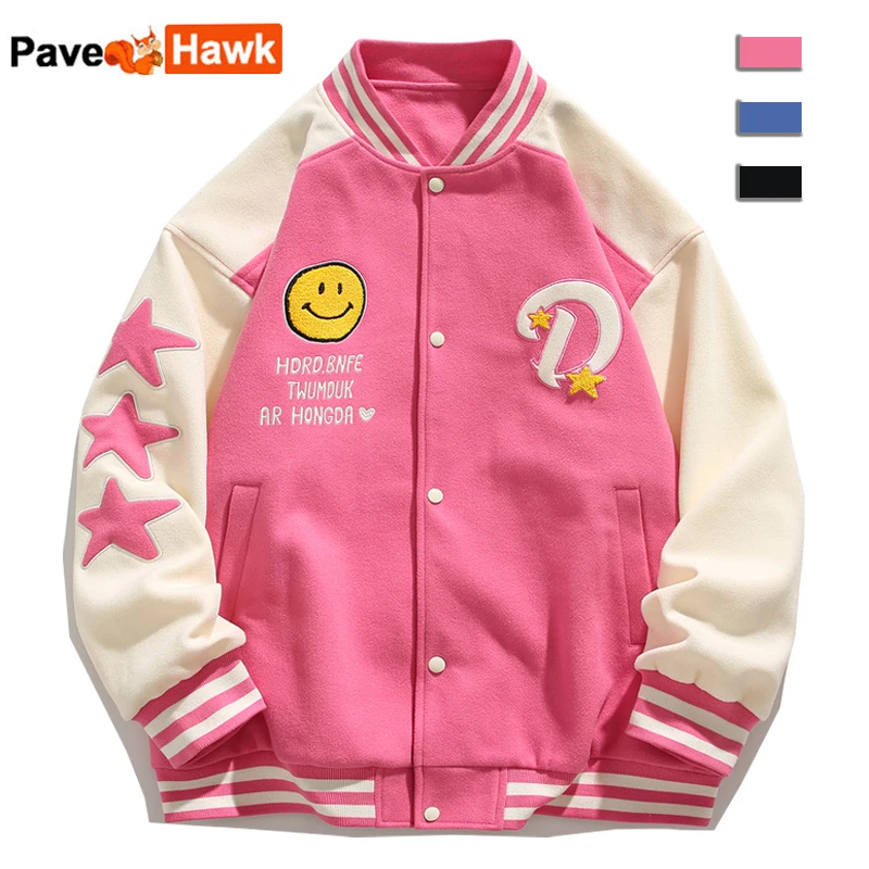 

Autumn Bomber Jacket Men Women Embroidery Patchwork Spring Hip Hop Jackets High Street Unisex Loose College Varsity Coat 2023