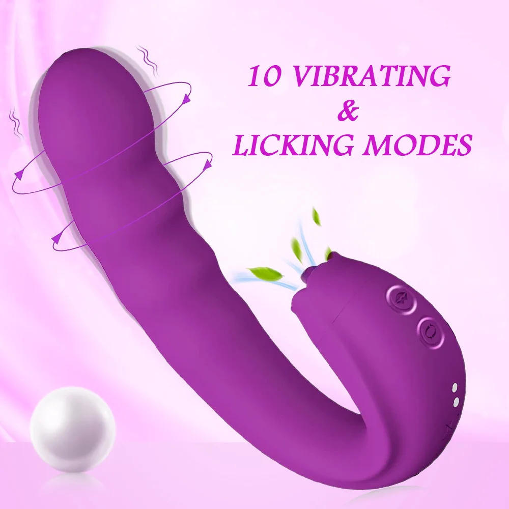 Rotating Clitoral Vibrator Licking G Spot Massager Clit Tongue Dildo l Vibrating Stimulator 10 Modes             Stimuator_voghion.com