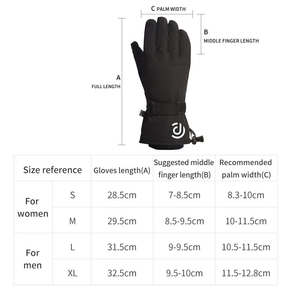 Men Women Ski Gloves Winter Warm Windproof Waterproof Touch-Screen Fleece Non-slip Snowboard Snowmobile Cycling Skiing Gloves