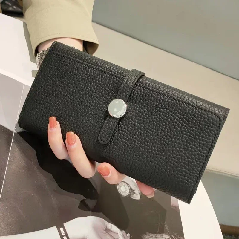 Luxury Women's Genuine Leather Clutch Wallet – Elegant Card Holder with Zippered Coin Pocket