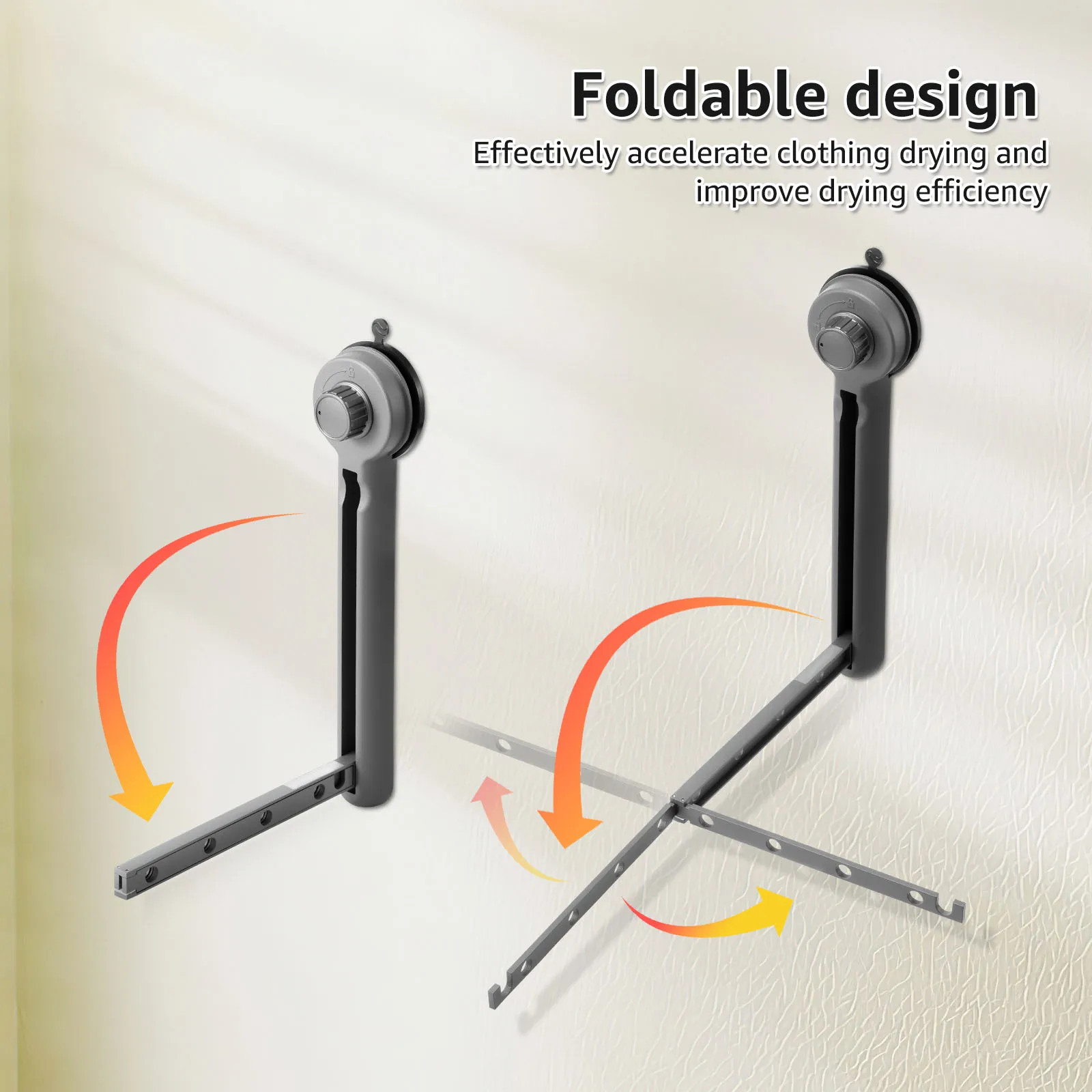Folding Clothes Drying Rack Aluminium Alloy 12 Holes Wall Mounted Suction Cup Clothes Rack Laundry Hanger for Balcony Bathroom 3