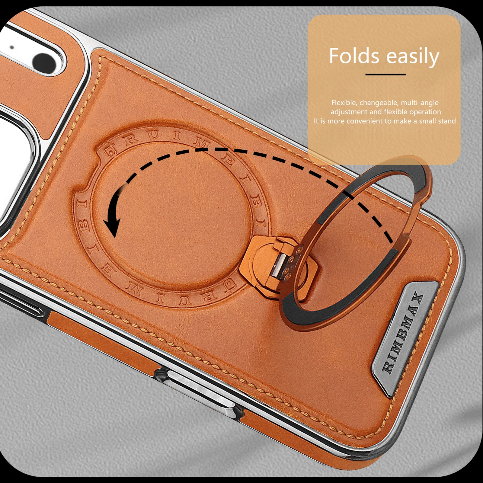 iPhone Leather Case with Metal Rotating Stand 3