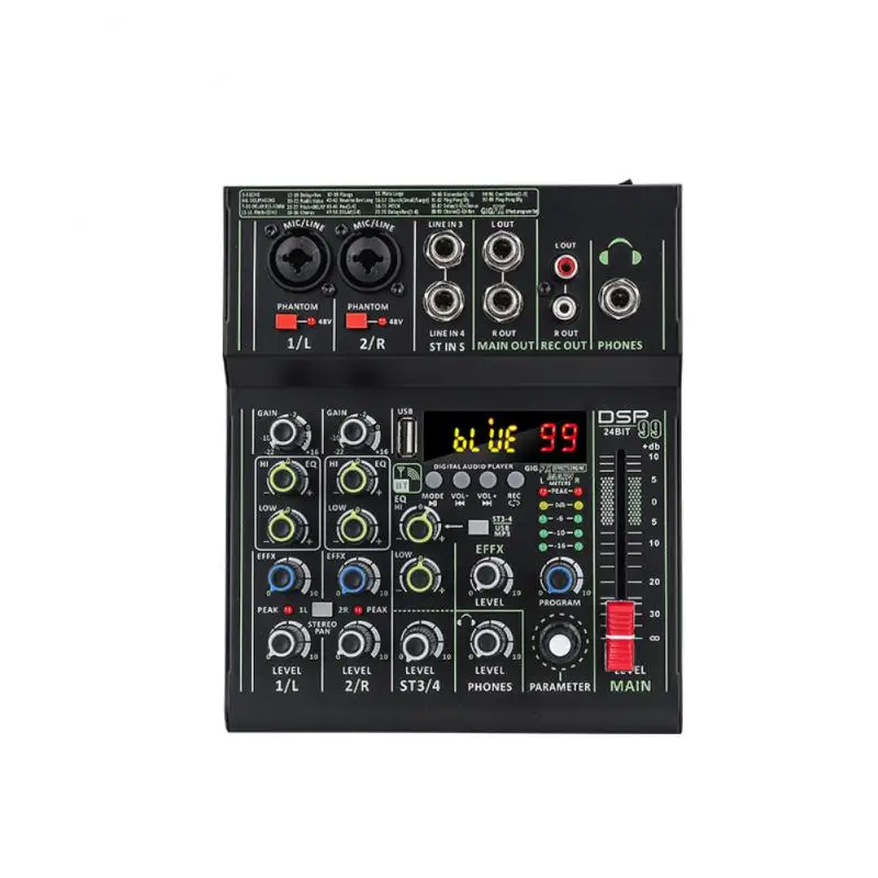 Manchez 미니 4 채널 사운드 카드 믹서, USB 콘솔, DJ 노래방, 스마트폰 전문 컴퓨터 녹음, 48V