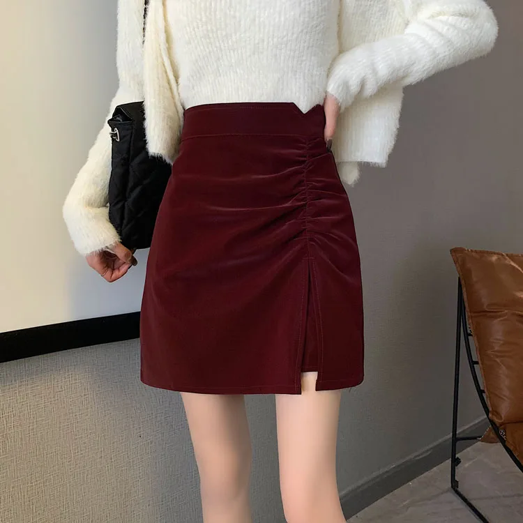 PLAMTEE PU Mini Bodycon Skirts Women Split Sexy New Summer Chic Gentle 2022 High Waist Lady Office Wear Solid Hot OL Fashion black pencil skirt