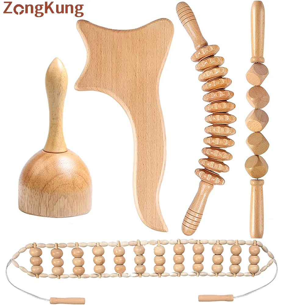 

Wood Therapy Massage Tools with User Manual-Professional Maderoterapia Kit Colombiana,Wooden Lymphatic Drainage Massager Tools