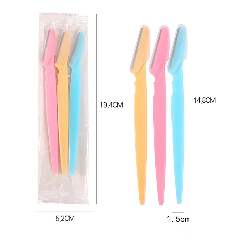 Description Picture 2 of item3pcs Eyebrow Trimmer Blade Shaver Portable Face Razor Eye Brow Epilation Hair Removal Cutters Safety Razor Woman Makeup