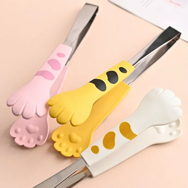 Stainless Steel Food Tongs Japanese Cat Paw Shape Cute Cartoon For Meal Barbecue Sandwich Baking