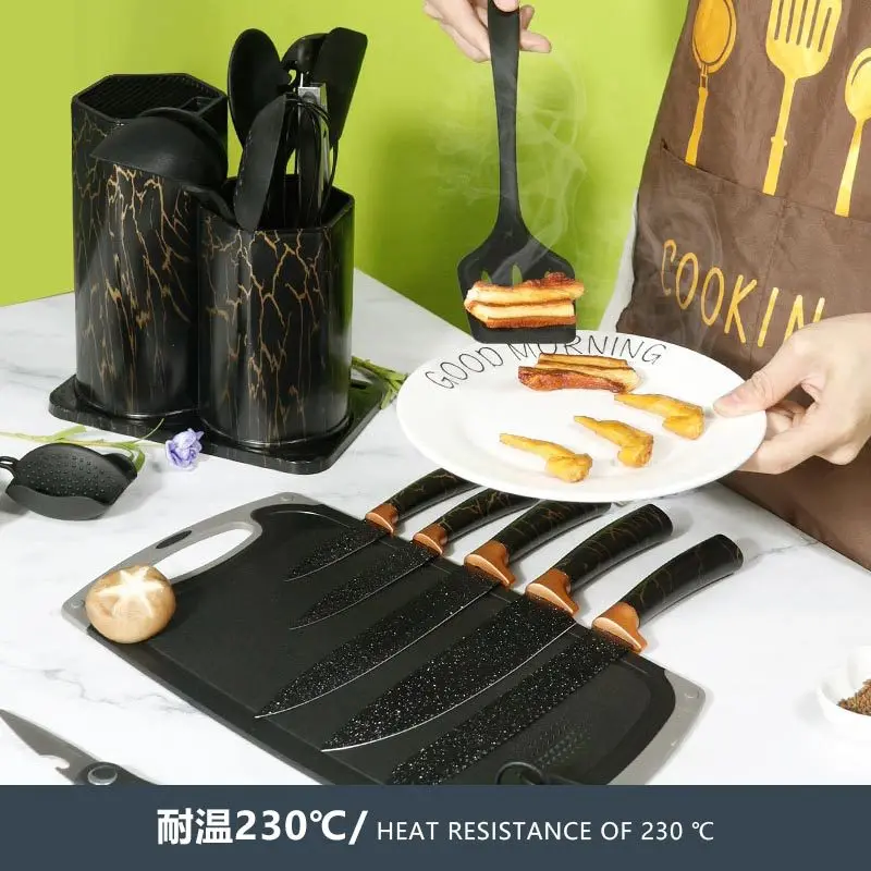 25PCS Silicone Kitchenware Non-Stick Cookware Kitchen Utensils Set Spatula Shovel Egg Beaters Wooden Handle Cooking Tool Set