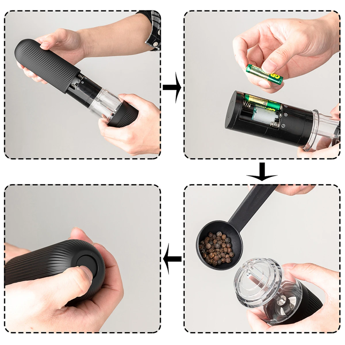 Electric Salt and Pepper Mill Grinders Set Adjustable Thickness Herb Spice Mill with Led Light Kichen Barbecue Grinding Tools